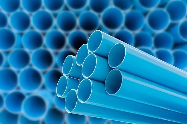 Blue UPVC pressure pipe bundle end view
